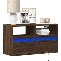 Prolenta Maison Exclusive - Meuble TV avec éclairage LED aspect chêne brun 80x31x45cm