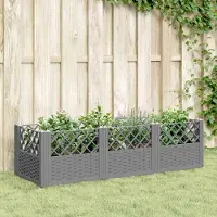 Prolenta Maison Exclusive - Jardinière avec piquets gris clair 123,5x43,5x43,5 cm PP
