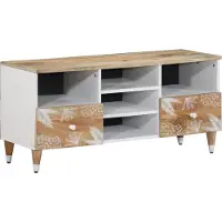 Syfax Meuble TV 100x33,5x46 cm bois massif de manguier