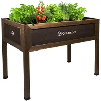 QLS Bac surélevé en bois 110x55 cm-Balcon Bac à herbes résistant aux intempéries avec non-tissé foncé 11278