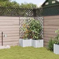 Prolenta Maison Exclusive - Ensemble de 3 pots de jardin, blanc, 80 x 80 x 142 cm, en polypropylène (PP)