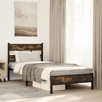 Prolenta Lit exclusif - Structure de lit sans matelas, avec tête de lit en chêne Sonoma, dimensions 107x203 cm