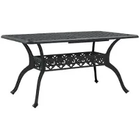 Syfax Table de jardin noir 150x90x72 cm aluminium coulé