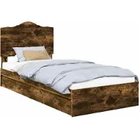 Syfax Lit de Rangement Chêne fumé 70 x 190 cm Bois d'ingénierie