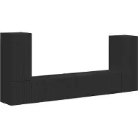 Syfax Ensemble meuble TV 4 pcs Noir Bois d'ingénierie