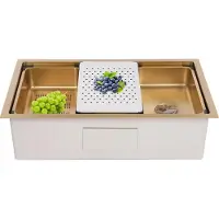 StarTech.com Evier de cuisine - Workstation Ledge 1 bac - 76 x 45,8 x 22 cm - sous plan/support/encastré - 304/201 inox - Sans robinetterie - Gold