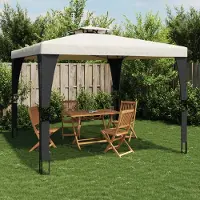 vidaXL Pavillon durable avec double toit Crème 2,98x2,98 m Acier - Pavillons & Tentes de réception Octo8822382 1parcel