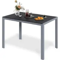 StarTech.com Outdoor Table à manger - Table de jardin en aluminium - 110×70×73 cm, plateau de table en bois composite, lattes 6,5×10 cm, pour 6 personnes, résistant aux intempéries - Gris