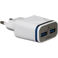 Sunix 2.1A Chargeur rapide Adaptateur secteur Dual Port 2x USB Chargeur de voyage + 1.2M Micro-USB Câble de charge Câble de données blanc