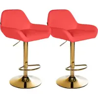 CLP Lot de 2 tabourets de bar Braga, dorés, en similicuir et métal, réglables en hauteur