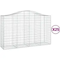 vidaXL Gabions avec arc surélevé 25pcs. 200x50x120/140cm Fer galvanisé