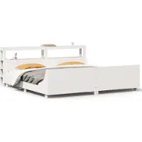 vidaXL Lit en bois massif sans matelas Blanc 200x200 cm pin