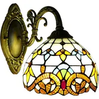 StarTech.com Applique murale Tiffany, dôme vintage, faite à la main pour l'intérieur, abat-jour doré, pour le salon, la cage d'escalier, la chambre à coucher
