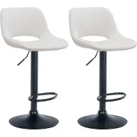CLP 2x Chaise de bar Camden - velours, structure noire - Crème