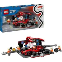 LEGO City Arret au Stand de F1 Ferrari, Jouet de Construction 322 Pièces, Garçon 6+ Ans, Avec Minifigurines et Accessoires