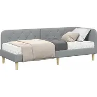 Syfax Cadre de lit d'angle Gris clair 80 x 200 cm tissu