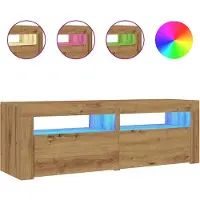 Syfax Meuble TV avec lumières LED chêne artisanal bois d'ingénierie