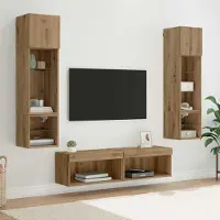 Prolenta Meuble TV mural exclusif - Ensemble de 6 pièces en bois stratifié imitation chêne massif