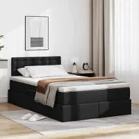 Prolenta Maison Exclusive - Lit avec rangement et LED Noir 120 x 200 cm Simili cuir