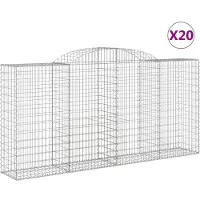 vidaXL Gabions avec arc surélevé 20 pcs 300x50x140/160cm Fer galvanisé