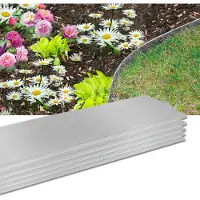 XMTECH 25 m Bordure de pelouse Métal galvanisé Bordure de parterre Bordure de tonte Palissade 25 pièces 100x18cm (L x H) Bordure de pelouse