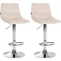 CLP lot de 2 tabourets de bar Jerry velours, couleur:gris foncé, piètement couleur:chrome