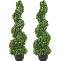 StarTech.com 2 pcs. Buis vert artificiel en forme de spirale - Plante artificielle de 122cm de haut - Plante décorative en plastique PE - 10 feuilles incluses. Feuilles de rechange.