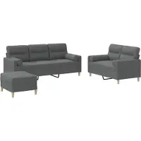 Syfax Ensemble de canapés 3 pcs coussins gris foncé tissu