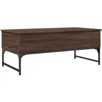 Syfax Table basse chêne marron 100x50x40cm bois d'ingénierie et métal