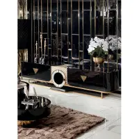 AEA Lowboard Salon Bois Armoires Inox foncé Étagères Esthétique Beauté
