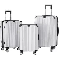 StarTech.com Ensemble de valises - Set de 3 valises à coque rigide en ABS avec poignée télescopique - Roulettes silencieuses pivotantes à 360° - Serrure à combinaison - Poignée télescopique - Modèle A argenté