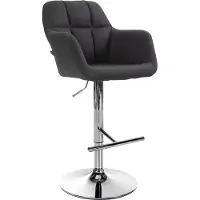 CLP Tabouret de bar Natoma Tissu, Couleur:noir, Matériau du piètement:Métal noir mat