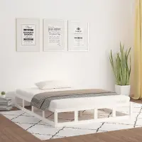 Prolenta Maison Exclusive - Lit en bois massif blanc 200 x 200 cm