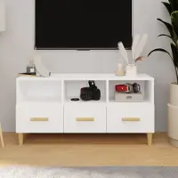 Prolenta Maison Exclusive - Meuble TV blanc brillant 102x36x50 cm Matériau dérivé du bois
