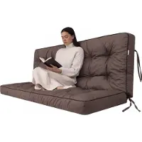 Hobbygarden POLA coussin pour balançoire de jardin 180×106×10 cm - imperméable, protégé contre les UV, matelassé, confortable, avec attaches - brun foncé