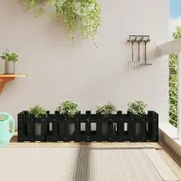 Prolenta Maison Exclusive - Jardinière surélevée design lattes noir 150x30x30 cm bois massif pin