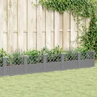 Prolenta Maison Exclusive - Jardinière avec piquets gris clair 363,5 x 43,5 x 43,5 cm PP