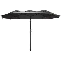 Spetebo 3.08 Trois dôme parasol 300 x 150 cm - pliable / manivelle - couleur : anthracite