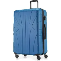 Suitline - Valise de voyage grande extensible, valise XL 4 roulettes, valise à roulettes coque rigide, trolley Hardcase Check-In Bagages 20-23 kg, sangle 158 cm, TSA,bleu cyan