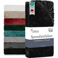 Blumtal drap housse Cashmere Touch 100 x 200 cm peluche - drap housse microfibre chaud 120x200 hiver - drap de lit douillet noir