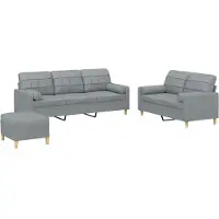 vidaXL Ensemble de canapés 3 pièces avec coussins Tissu gris clair