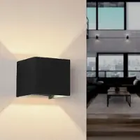Silamp Applique Murale Noire Design LED 12W IP54 Carré - Blanc Neutre 4000K - 5500K