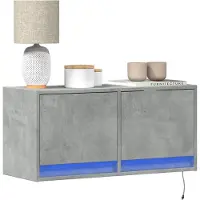 Prolenta Maison Exclusive - Meuble TV avec éclairage LED Gris béton 80x31x38 cm