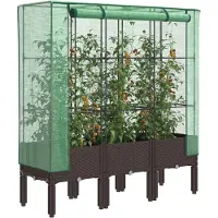 Prolenta Maison Exclusive - Potager surélevé avec serre intégrée aspect rotin 120x40x140 cm