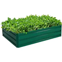 Costway Bac à plantes surélevé en acier, Bac à plantes rectangulaire, Bac à plantes surélevé, Bac à plantes précoce pour légumes, fleurs et herbes aromatiques, Bac à fleurs vert 120x90x30,5 cm