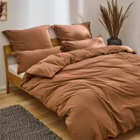 Blumtal linge de lit 155x220cm brun- 100% coton - 1 housse de couette + 1 taie d'oreiller 40x80cm