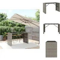 vidaXL Table de bar avec plateau en verre Gris 185x80x110 cm Poly rotin - Tables de jardin