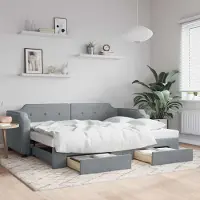 Prolenta Maison Exclusive - Canapé-lit convertible avec tiroirs, gris clair, 80 x 200 cm, tissu