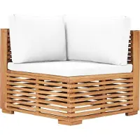 Syfax Canapé d'angle de jardin avec coussin crème Bois de teck solide