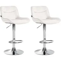 CLP lot de 2 tabourets de bar Vonore velours, couleur:noir, structure couleur:blanc